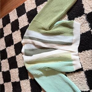 Mint and White Striped Women's Cardigan